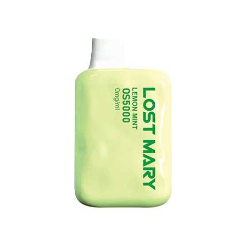 A Lemon Mint Lost Mary OS5000 Zero Nic e-liquid vape by Vape4Less.