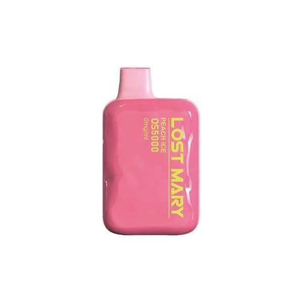 A Peach Ice Lost Mary OS5000 Zero Nic e-liquid vape by Vape4Less.