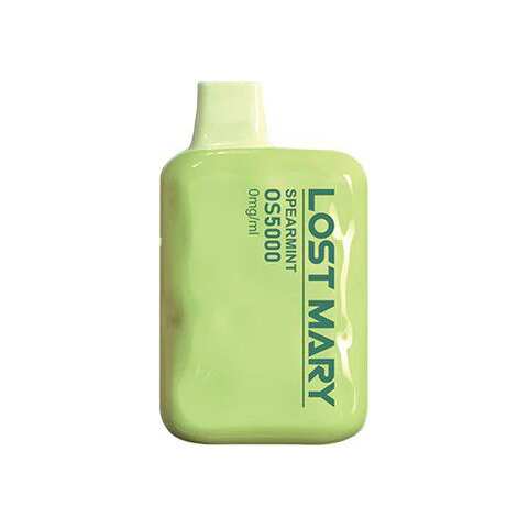 A Spearmint Lost Mary OS5000 Zero Nic e-liquid vape by Vape4Less.
