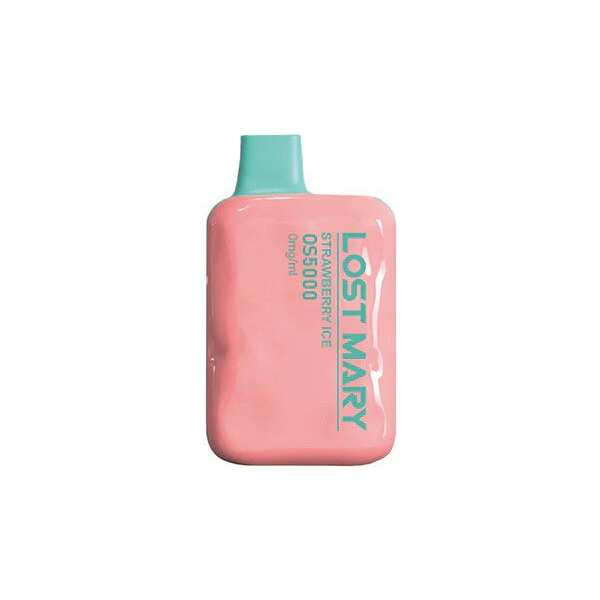 A Strawberry Ice Lost Mary OS5000 Zero Nic e-liquid vape by Vape4Less.
