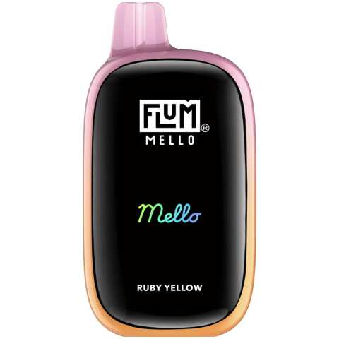A 15ml Ruby Yellow Flum Mello 20K e-liquid vape by Vape4Less.