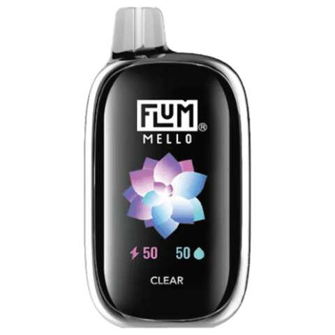 A 15ml Clear Flum Mello 20K e-liquid vape by Vape4Less.