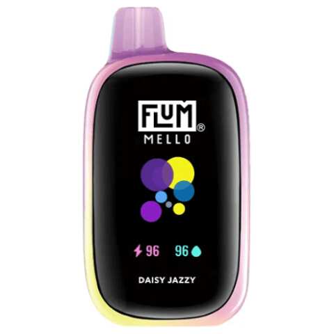 A 15ml Daisy Jazzy Flum Mello 20K e-liquid vape by Vape4Less.