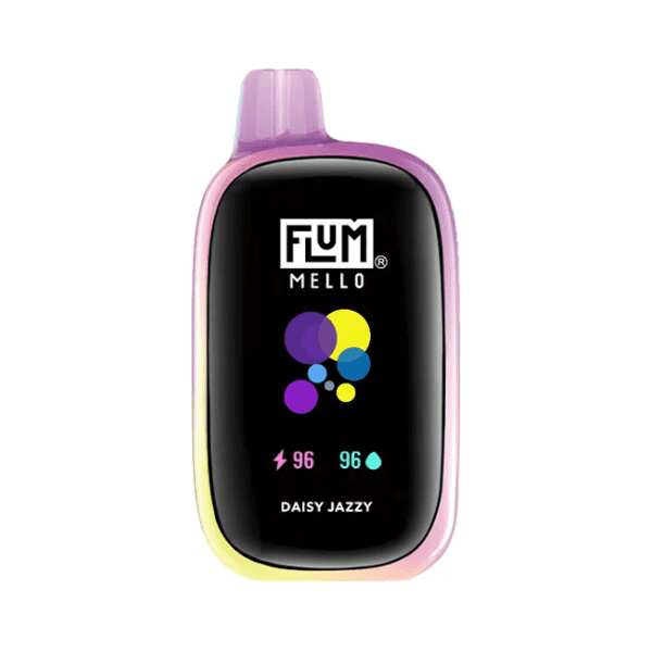 A 15ml Daisy Jazzy Flum Mello 20K e-liquid vape by Vape4Less.