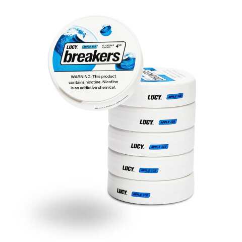 A Lucy Breakers Apple Ice – Nicotine Pouches with Crisp Apple Flavor and Cool Menthol by Vape4Less.