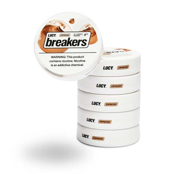 A Lucy Breakers Espresso – Nicotine Pouches with Rich Espresso Flavor by Vape4Less.