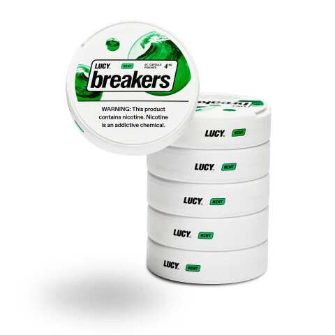 A Lucy Breakers Mint Nicotine Pouches by Vape4Less.