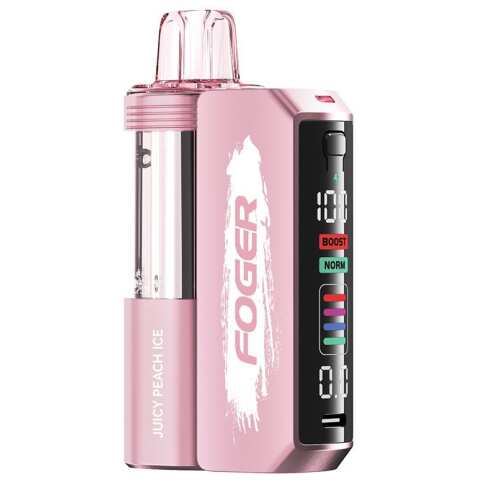 A JJuicy Peach Ice Foger Switch Pro Kit featuring sweet peach and icy flavors. by Vape4Less.