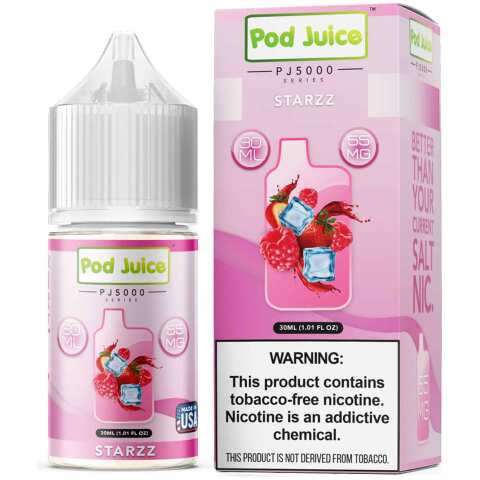 A 30ml bottle of Starzz Pod Juice 30mL bottle featuring a sweet and fruity flavor blend for a satisfying vape. by Vape4Less.