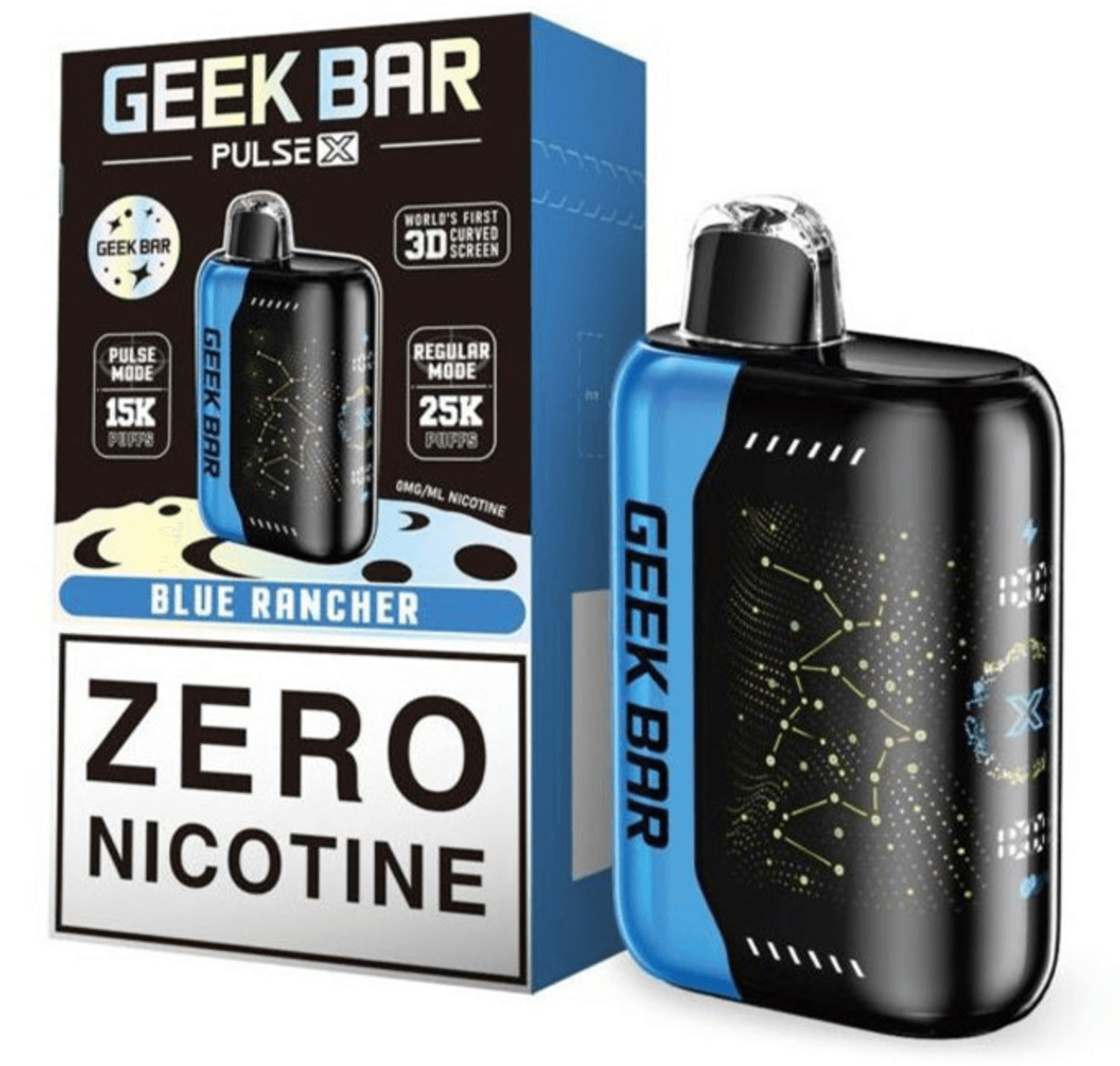 A 18ml Blue Rancher Geek Bar Pulse X 25K Zero Nicotine – Blue Raspberry Candy Vape by Vape4Less.