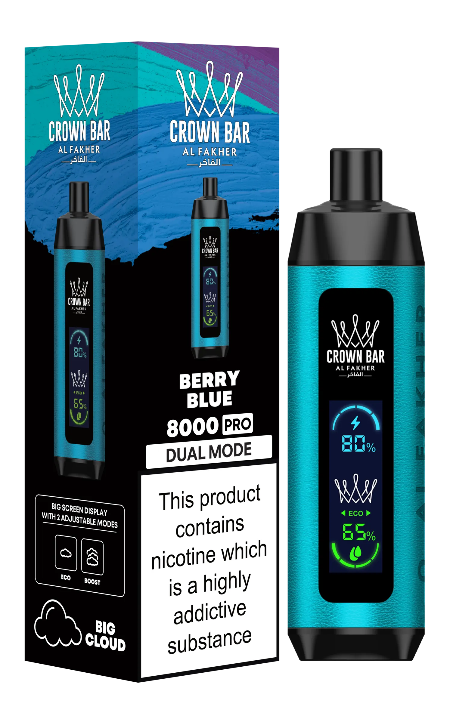A Berry Blue Al Fakher Crown Bar 8000 Pro – Fresh Berries with a Cool Blue Twist by Vape4Less.