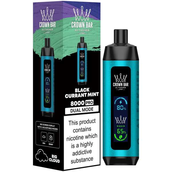 A Black Currant Mint Al Fakher Crown Bar 8000 Pro – Fruity & Refreshing Vape by Vape4Less.