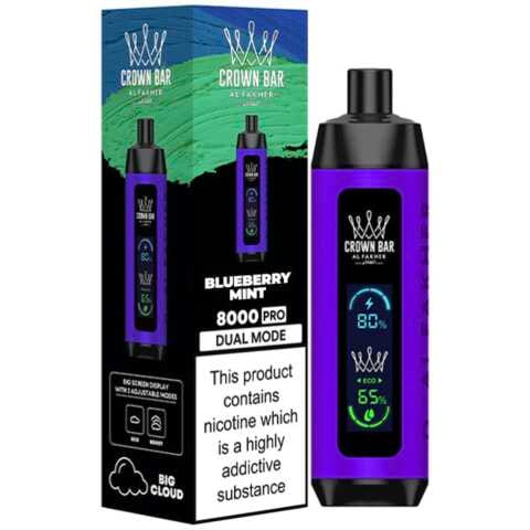 A Blueberry Mint Al Fakher Crown Bar 8000 Pro – Fruity Mint Vape by Vape4Less.