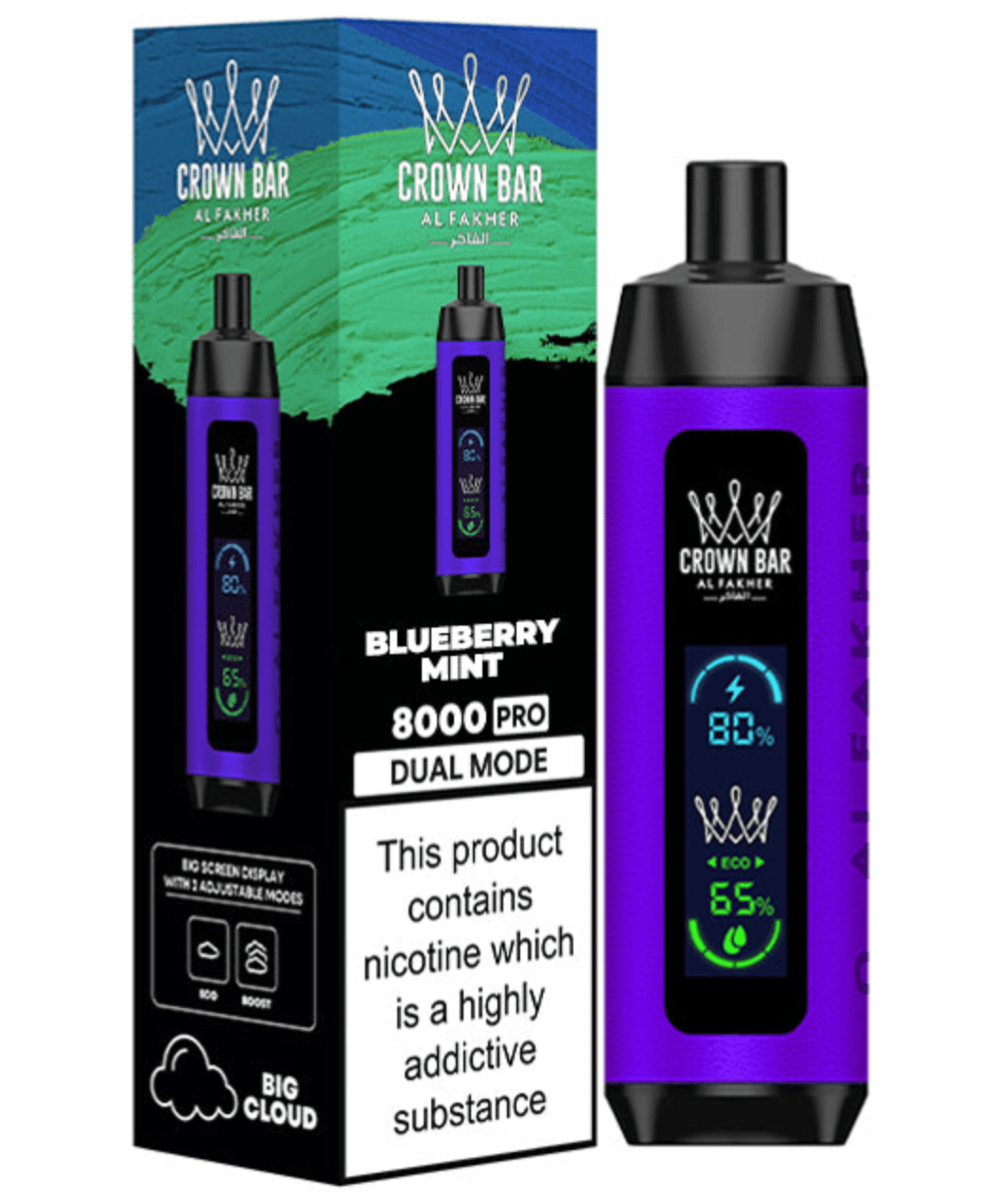A Blueberry Mint Al Fakher Crown Bar 8000 Pro – Fruity Mint Vape by Vape4Less.
