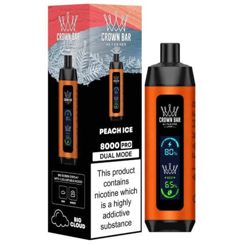 A Peach Ice Al Fakher Crown Bar 8000 Pro – Peach Mint Vape by Vape4Less.