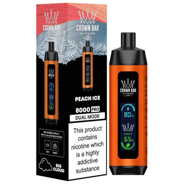 A Peach Ice Al Fakher Crown Bar 8000 Pro – Peach Mint Vape by Vape4Less.