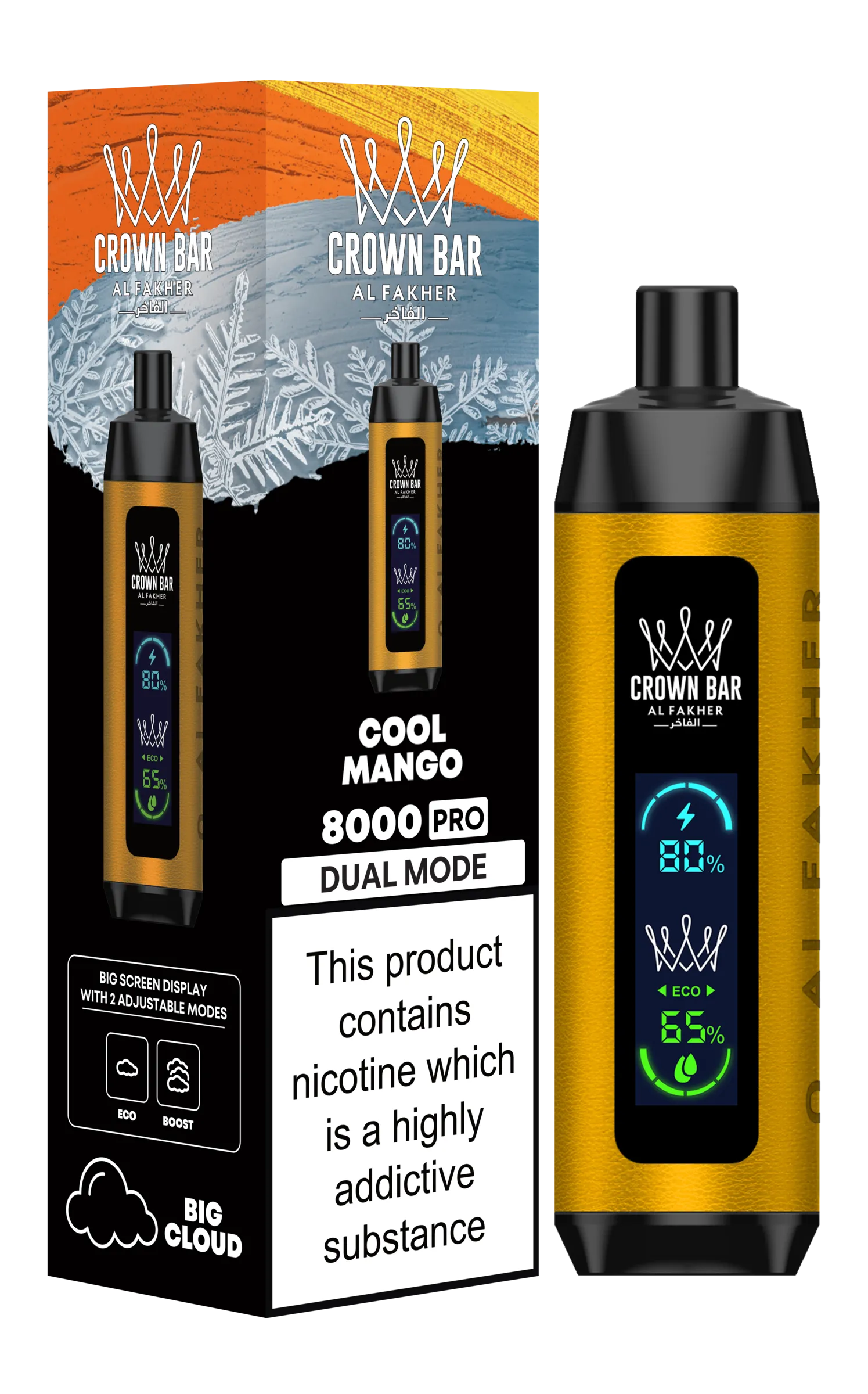A Cool Mango Crown Bar 8000 Pro – Refreshing Icy Mango Vape by Vape4Less.