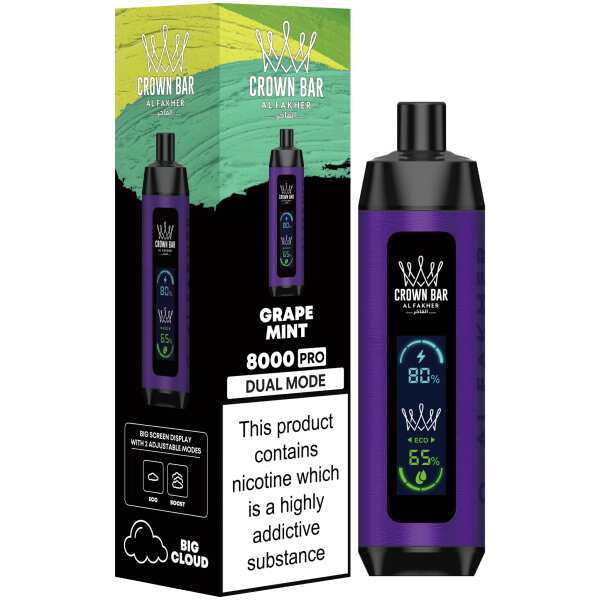 A Grape Mint Al Fakher Crown Bar 8000 Pro – Sweet Grape with Refreshing Mint Flavor by Vape4Less.