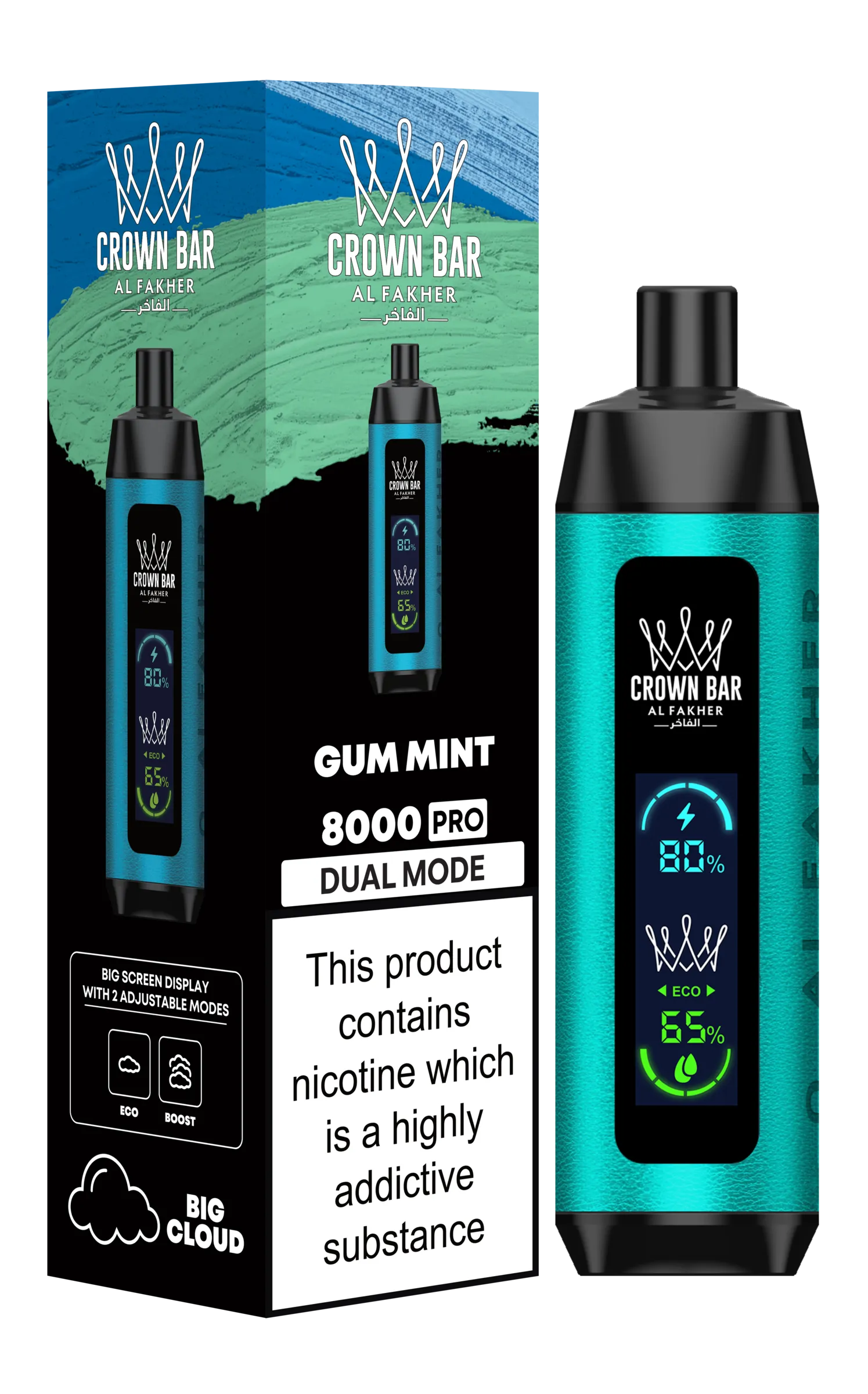 A Gum Mint Al Fakher Crown Bar 8000 Pro – Mint Bubble Gum Vape by Vape4Less.