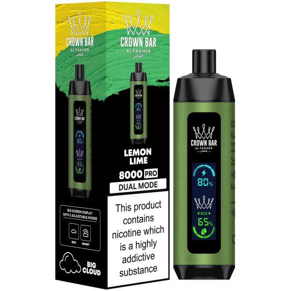 A Lemon Lime Al Fakher Crown Bar 8000 Pro – Zesty Citrus Flavor Vape by Vape4Less.