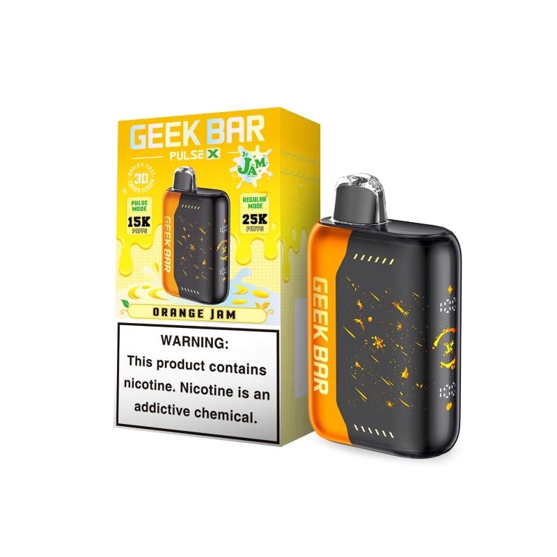 A 18ml Orange Jam Geek Bar Pulse X 25K – Sweet & Zesty Citrus Flavor by Vape4Less.