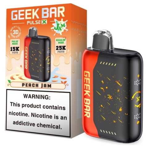 A 18ml Peach Jam Geek Bar Pulse X 25K – Juicy & Sweet Peach Flavor by Vape4Less.