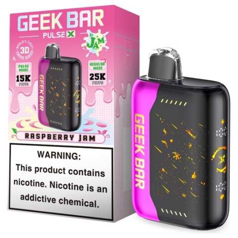 A 18ml Raspberry Jam Geek Bar Pulse X 25K – Bold & Sweet Berry Flavor by Vape4Less.