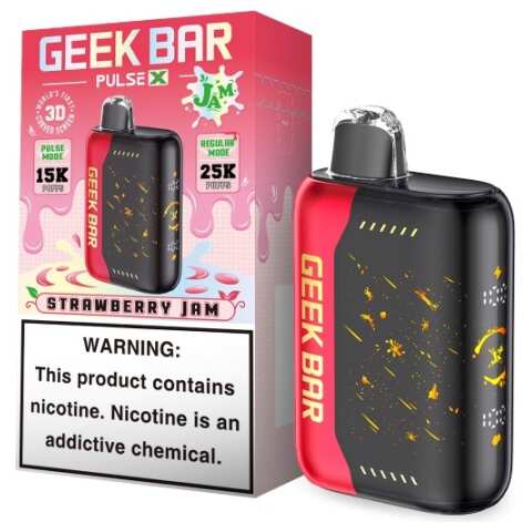 A 18ml Strawberry Jam Geek Bar Pulse X 25K – Sweet & Fruity Jam Flavor by Vape4Less.