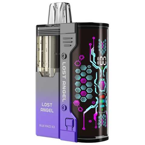 A Blue Razz Ice Lost Angel Mate 50K Kit disposable vape by Vape4Less.
