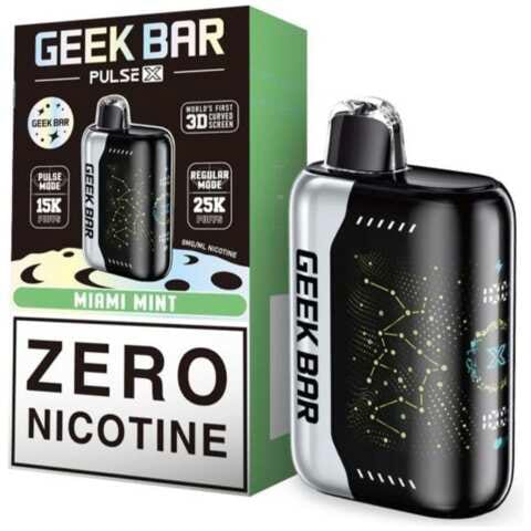 A 18ml Miami Mint Geek Bar Pulse X 25K Zero Nicotine – Icy Cool Mint Vape by Vape4Less.