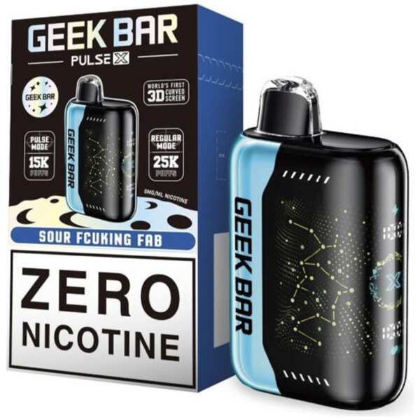 A 18ml Sour Fcuking Fab Geek Bar Pulse X 25K Zero Nicotine – Intense Sour Candy Vape by Vape4Less.