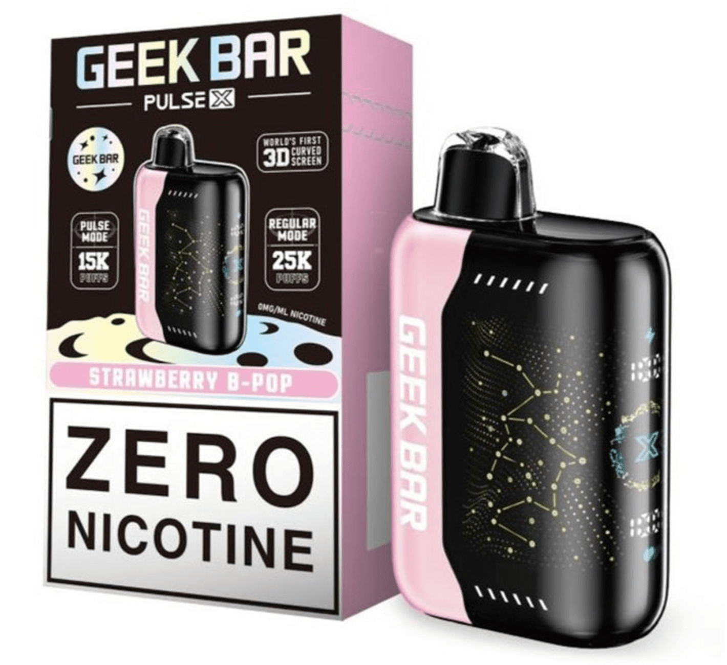 A 18ml Strawberry B-Pop Geek Bar Pulse X 25K Zero Nicotine – Sweet Strawberry Candy Vape by Vape4Less.