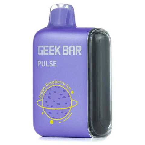 A 16ml Grape Raspberry Ice Geek Bar Pulse Description Flavor: A bold fusion of juicy grapes and tangy raspberries finished with an icy blast. This flavor balances deep, fruity sweetness with a refreshing chill on the exhale, creating a smooth yet invigorating vape. Perfect for fans of rich berry flavors with a cool twist. by Vape4Less.