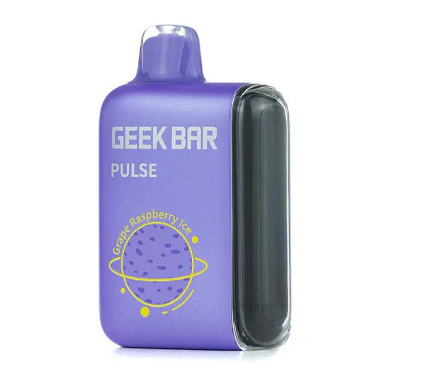 A 16ml Grape Raspberry Ice Geek Bar Pulse Description Flavor: A bold fusion of juicy grapes and tangy raspberries finished with an icy blast. This flavor balances deep, fruity sweetness with a refreshing chill on the exhale, creating a smooth yet invigorating vape. Perfect for fans of rich berry flavors with a cool twist. by Vape4Less.