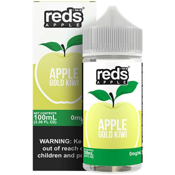 A 100ml bottle of Gold Kiwi Apple Reds 100ml vape juice bottle by Vape4Less.