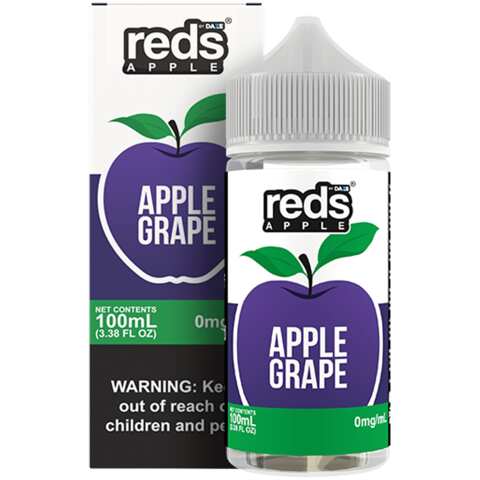 A 100ml bottle of Grape Apple Reds 100ml vape juice bottle by Vape4Less.