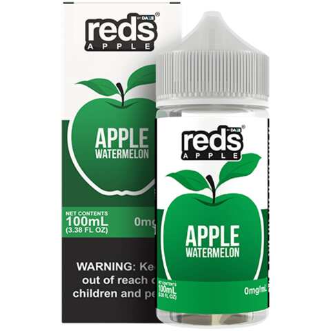 A 100ml bottle of Watermelon Apple Reds 100ml bottle by Vape4Less.