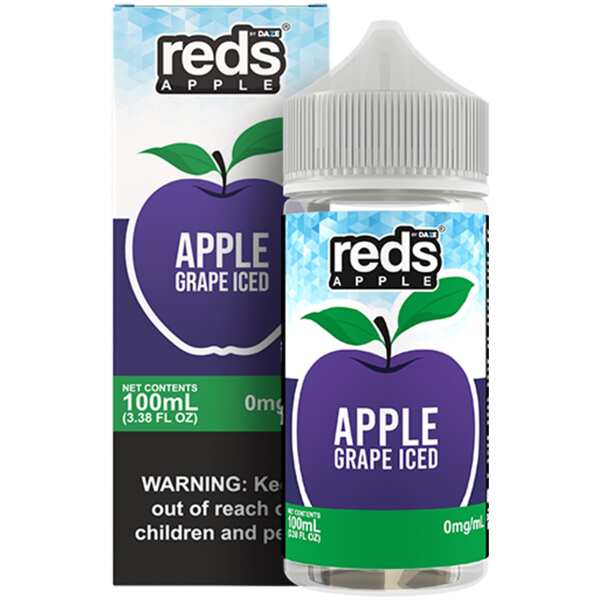 A 100ml bottle of Grape Iced Apple Reds 100ml bottle by Vape4Less.