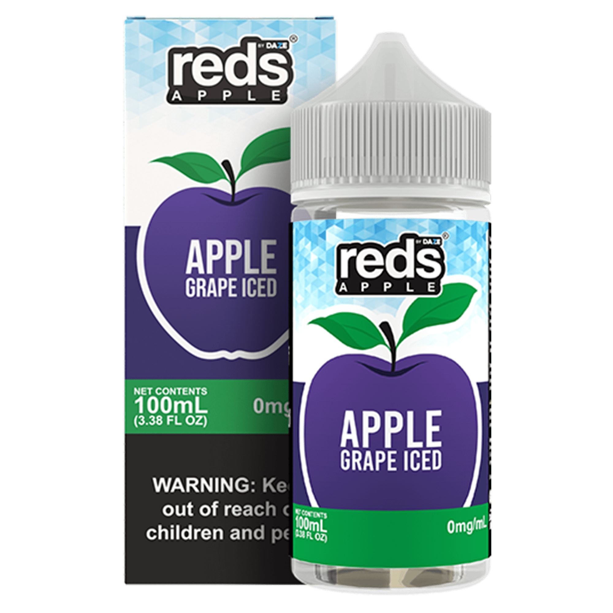 A 100ml bottle of Grape Iced Apple Reds 100ml bottle by Vape4Less.