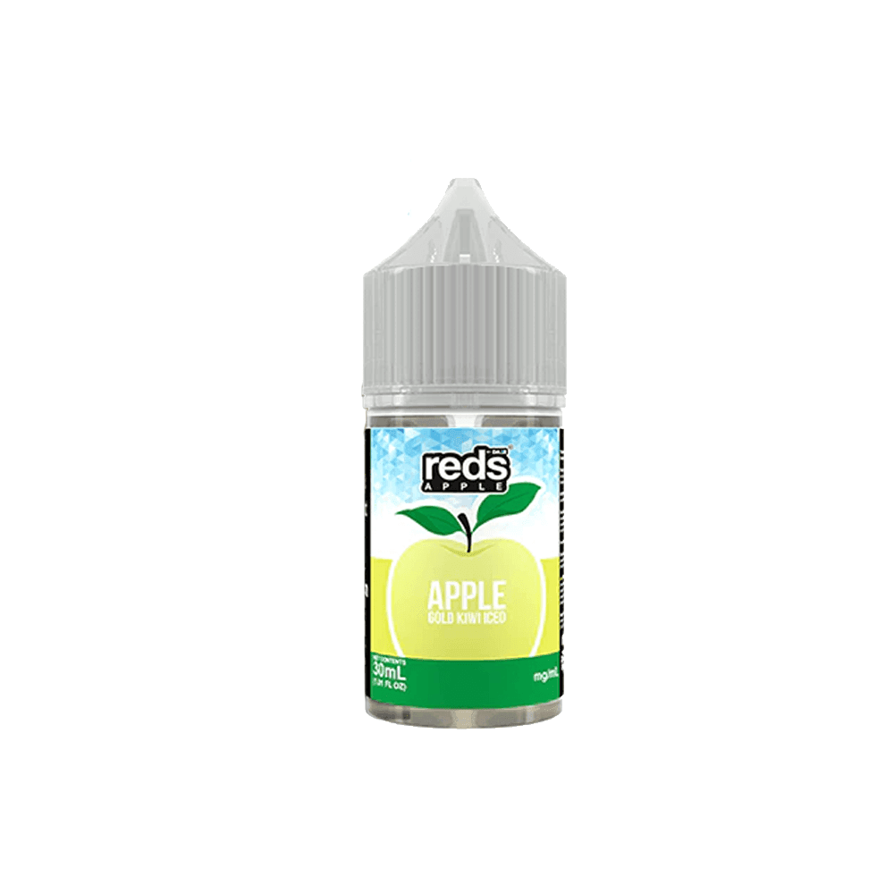 A 30ml bottle of Gold Kiwi Iced Apple Redsbottle by Vape4Less.