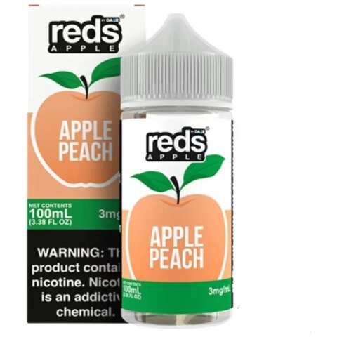 A 100ml bottle of Peach – Apple Reds 100ml by Vape4Less.