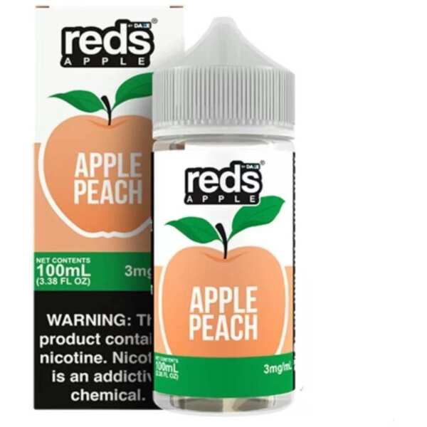 A 100ml bottle of Peach – Apple Reds 100ml by Vape4Less.