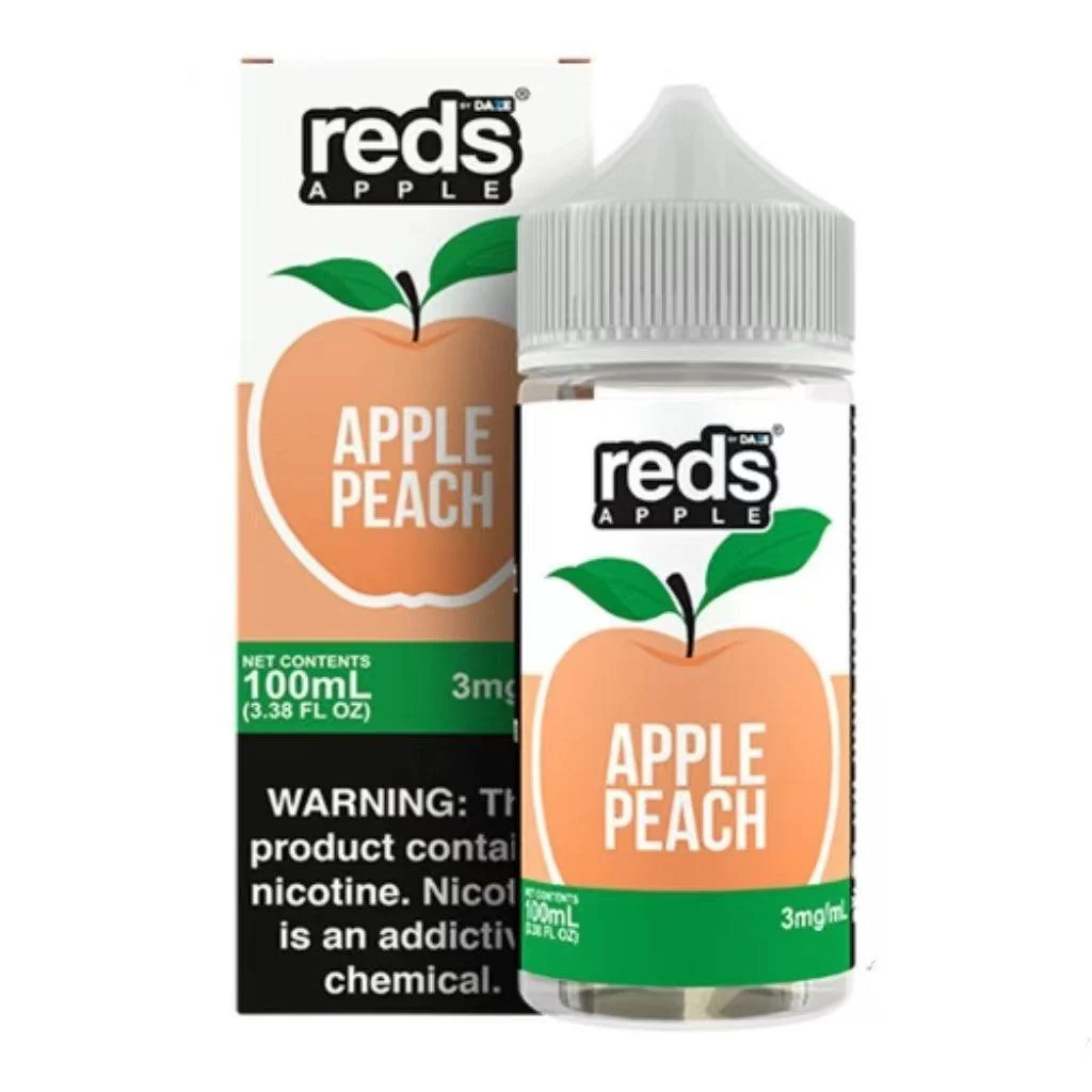A 100ml bottle of Peach – Apple Reds 100ml by Vape4Less.