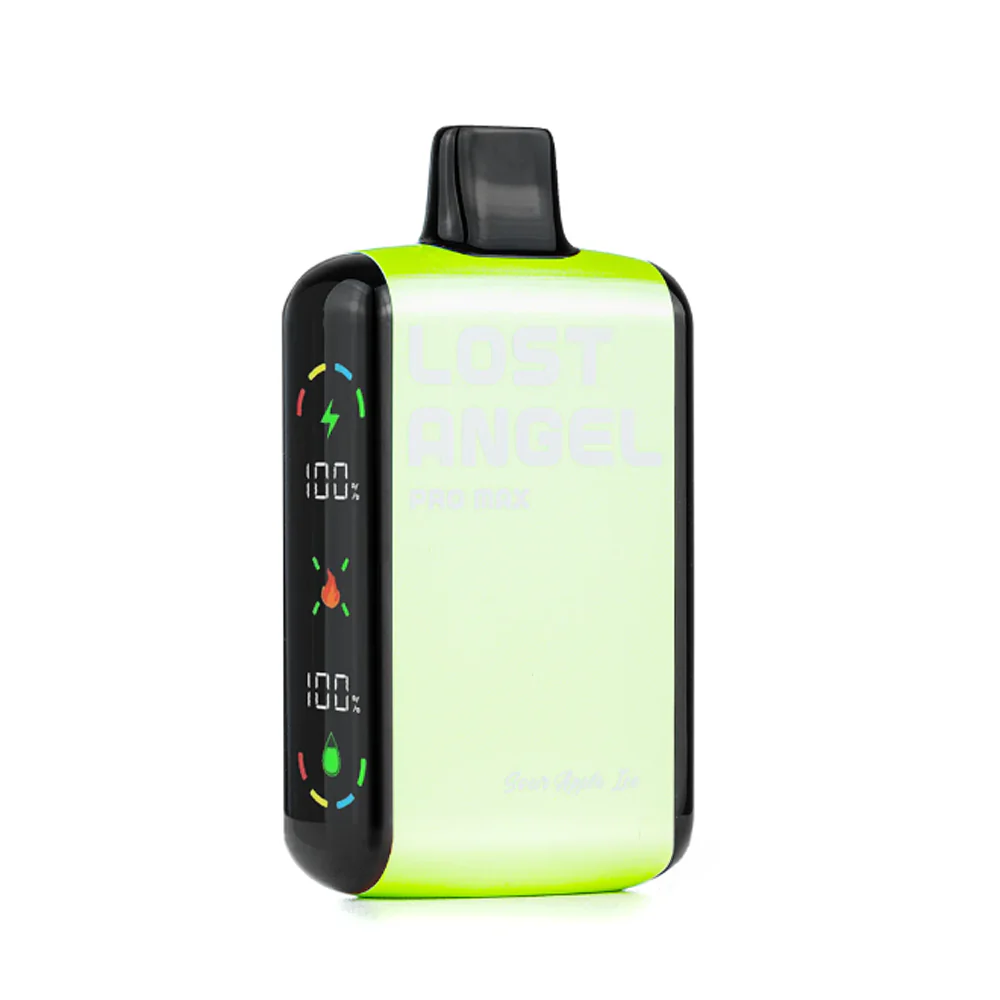 A 16ml Sour Apple Ice Lost Angel Pro Max 20K disposable vape by Vape4Less.