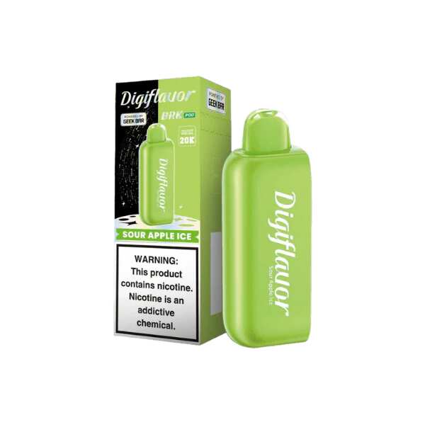 A Sour Apple Ice Geek Bar Digiflavor BRK 20K Pod by Vape4Less.