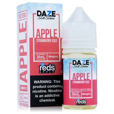 A 30ml bottle of Strawberry Iced by Apple Redsbottle by Vape4Less.