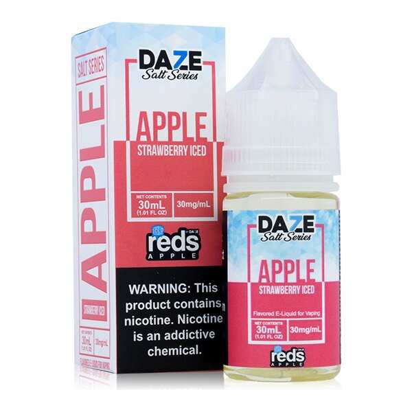A 30ml bottle of Strawberry Iced by Apple Redsbottle by Vape4Less.