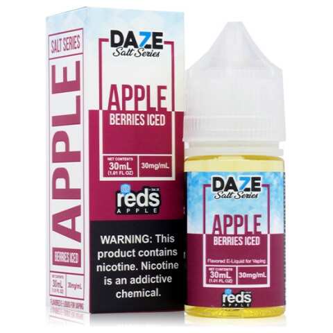 A 30ml bottle of Berries Iced Apple Redsbottle by Vape4Less.