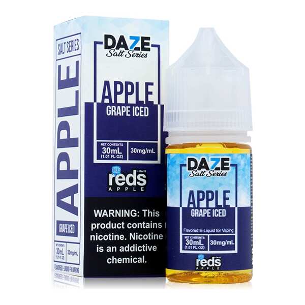 A 30ml bottle of Grape Iced Apple Redsbottle by Vape4Less.