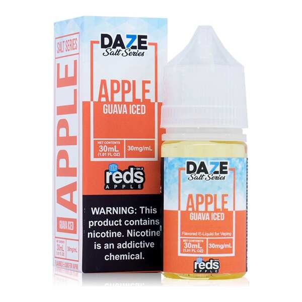 A 30ml bottle of Guava Iced Apple Redsbottle by Vape4Less.